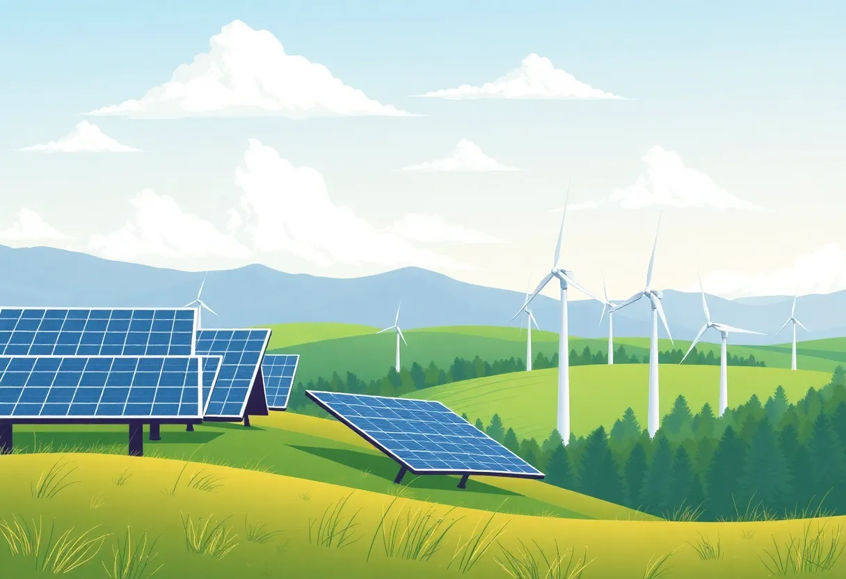 Solar panels and wind turbines symbolizing the future of clean energy in Pennsylvania.