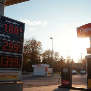 Gas station displaying prices in Pennsylvania
