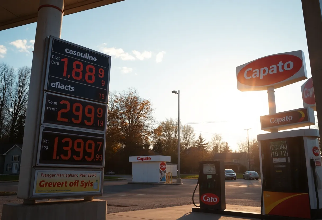 Gas station displaying prices in Pennsylvania