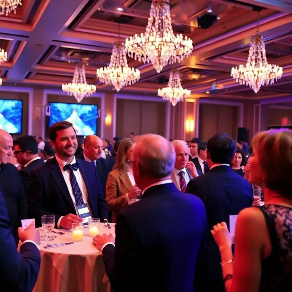 Gala celebration for Philadelphia Titans with executives networking