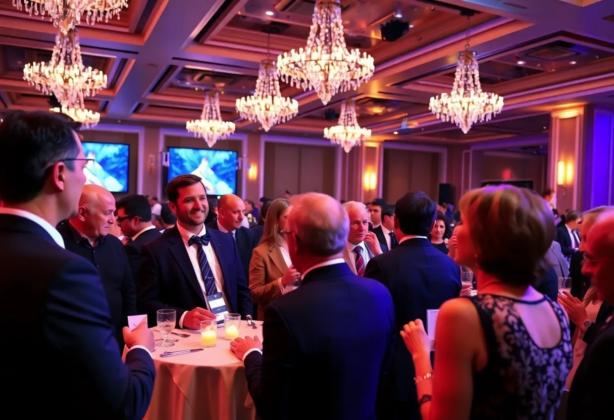 Gala celebration for Philadelphia Titans with executives networking