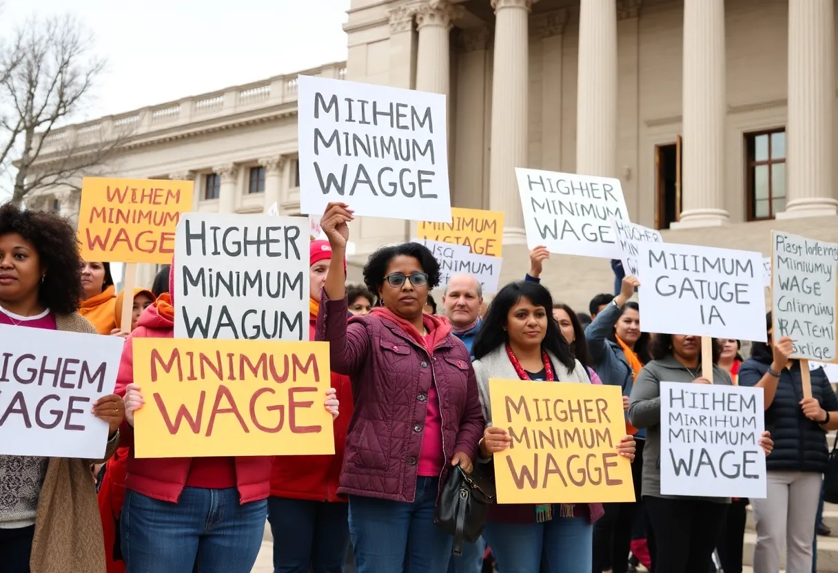 People rallying for minimum wage increase in Pennsylvania