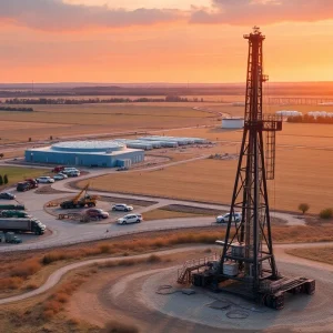 Natural gas drilling operation in Wyoming County
