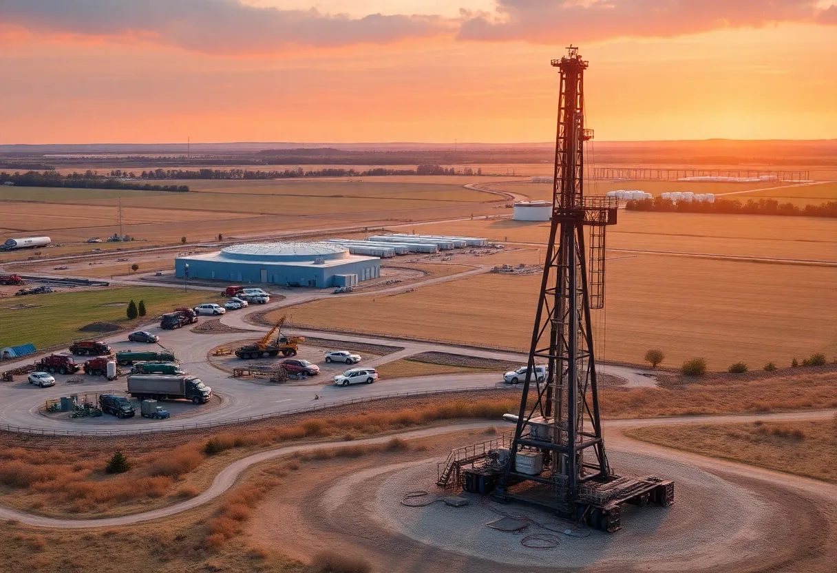 Natural gas drilling operation in Wyoming County