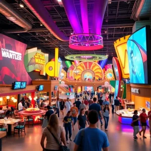 Rendering of Netflix House concept featuring immersive experiences.