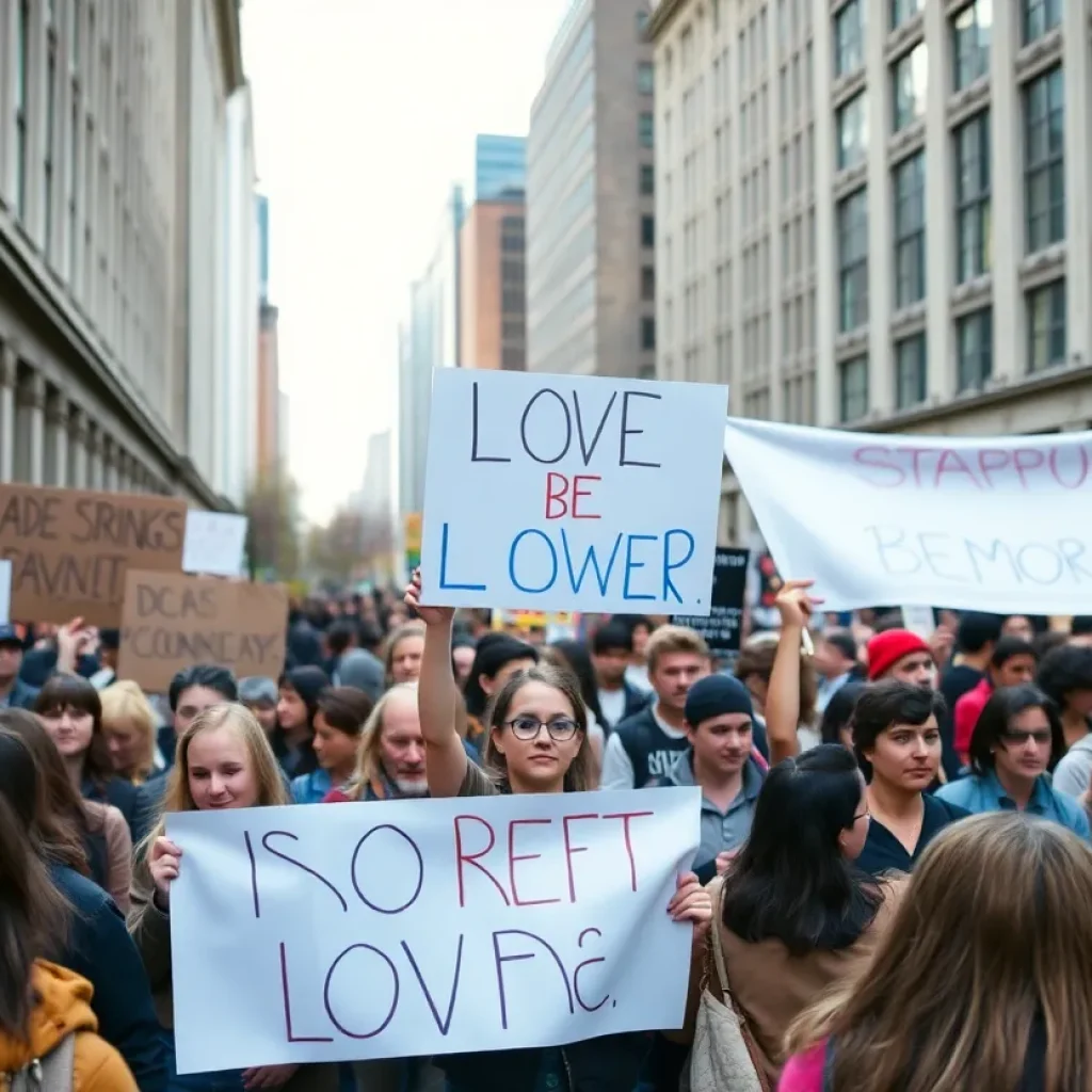 Participants marching at the No Kings protest in Philadelphia