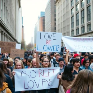 Participants marching at the No Kings protest in Philadelphia