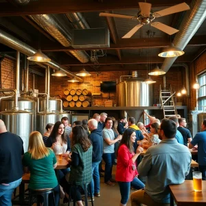 People enjoying craft beer in a Pennsylvania brewery