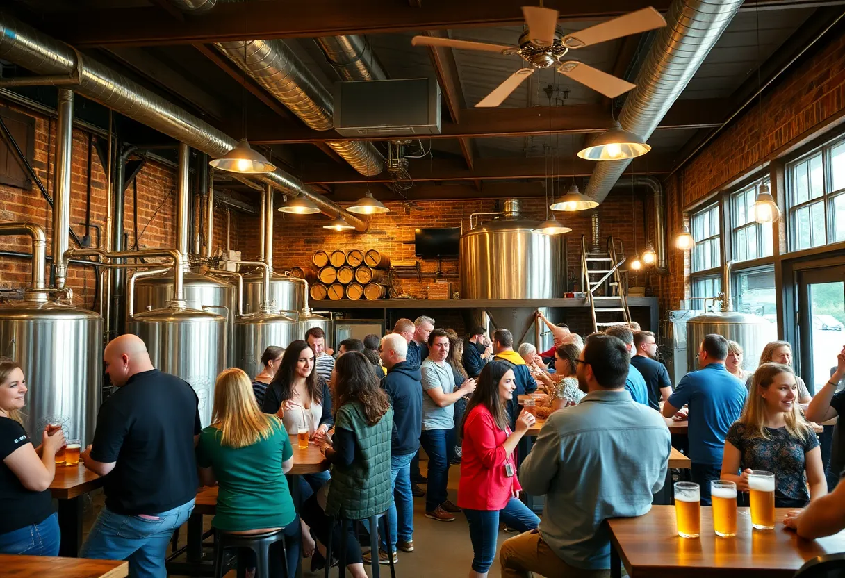 People enjoying craft beer in a Pennsylvania brewery