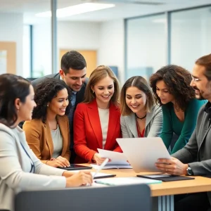 State agency professionals collaborating in an office