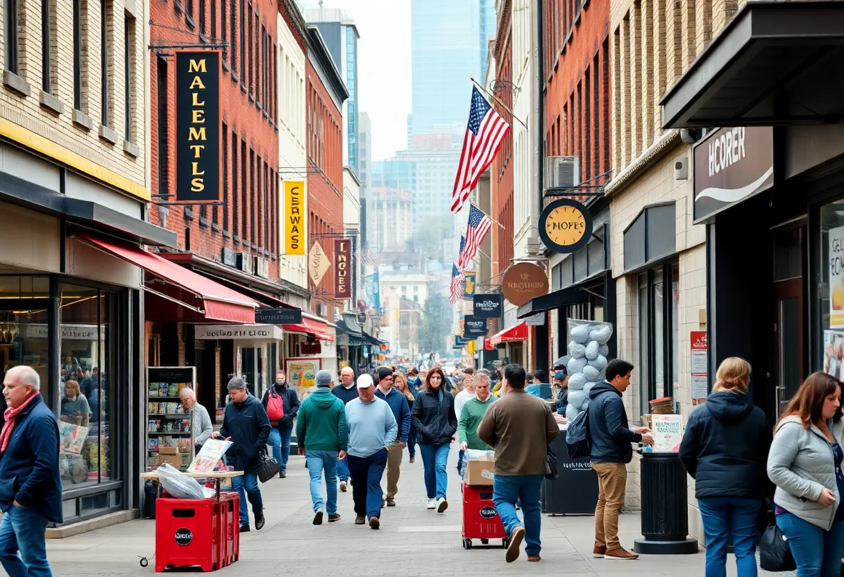 Workers in Pennsylvania city streets representing minimum wage increase