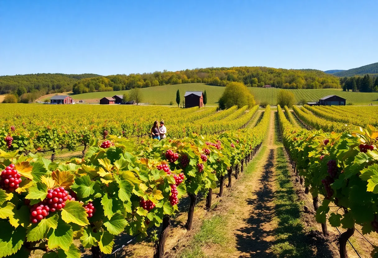 Vibrant vineyard scene in Pennsylvania during harvest