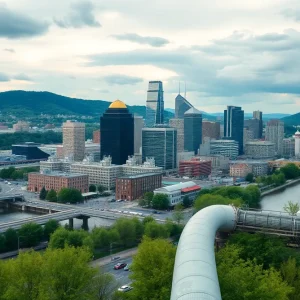 Pittsburgh skyline with energy infrastructure