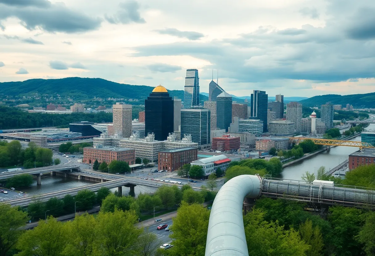 Pittsburgh skyline with energy infrastructure