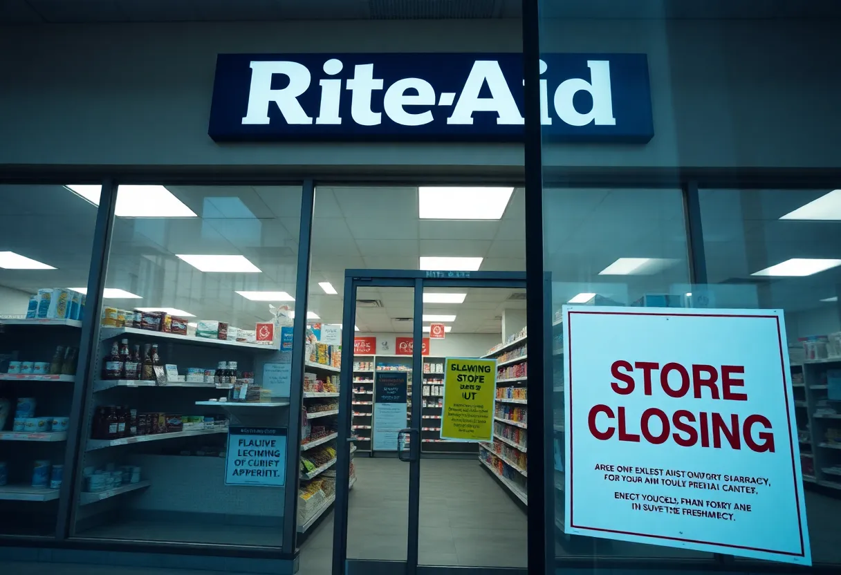 Rite Aid pharmacy with store closing sign