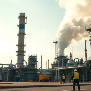 Emergency response team managing a fire at Shell ethylene cracker plant