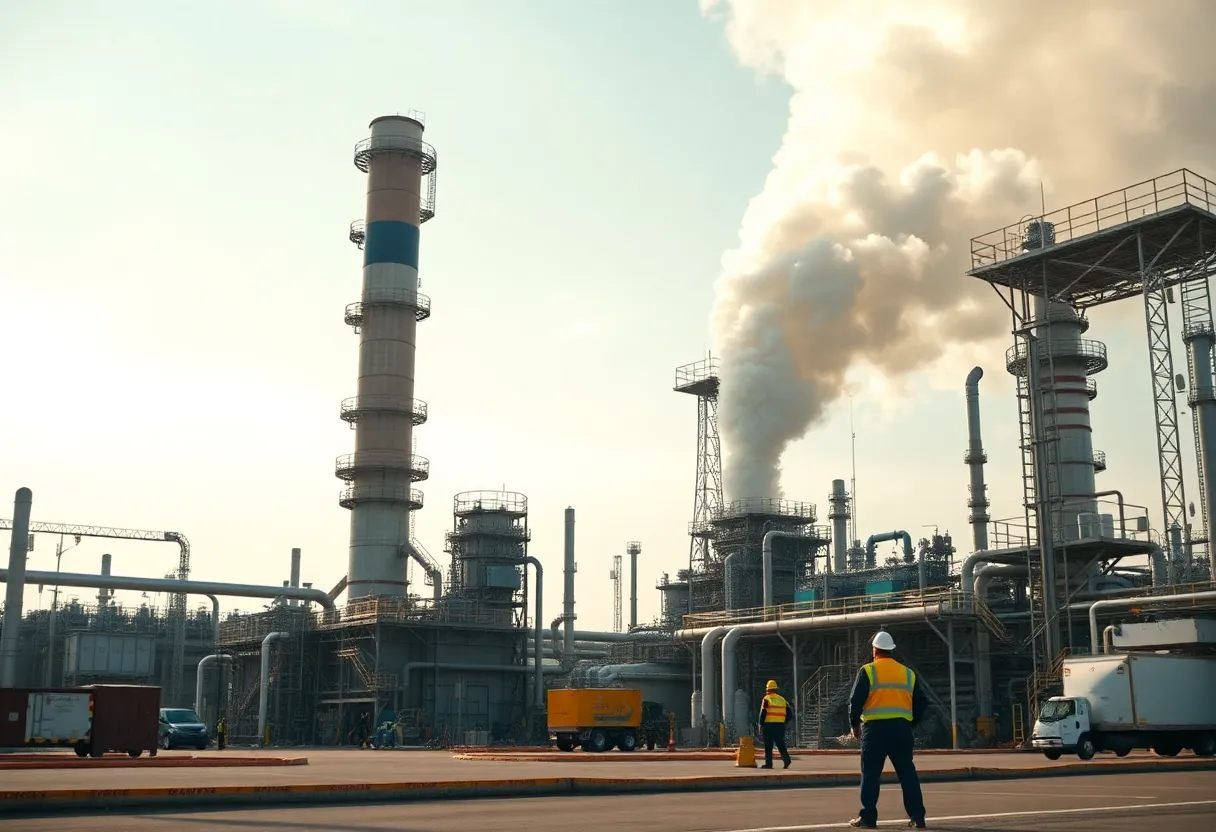 Emergency response team managing a fire at Shell ethylene cracker plant