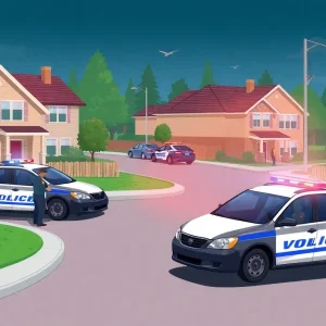 Police conducting a sting operation against scams