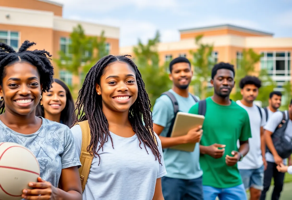 Diverse college athletes learning about financial management