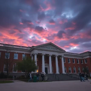University campus representing leadership change and controversy