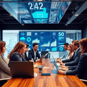 An illustration of AI technology enhancing real estate operations