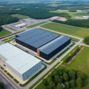 Aerial view of Amazon data center campus in Pennsylvania