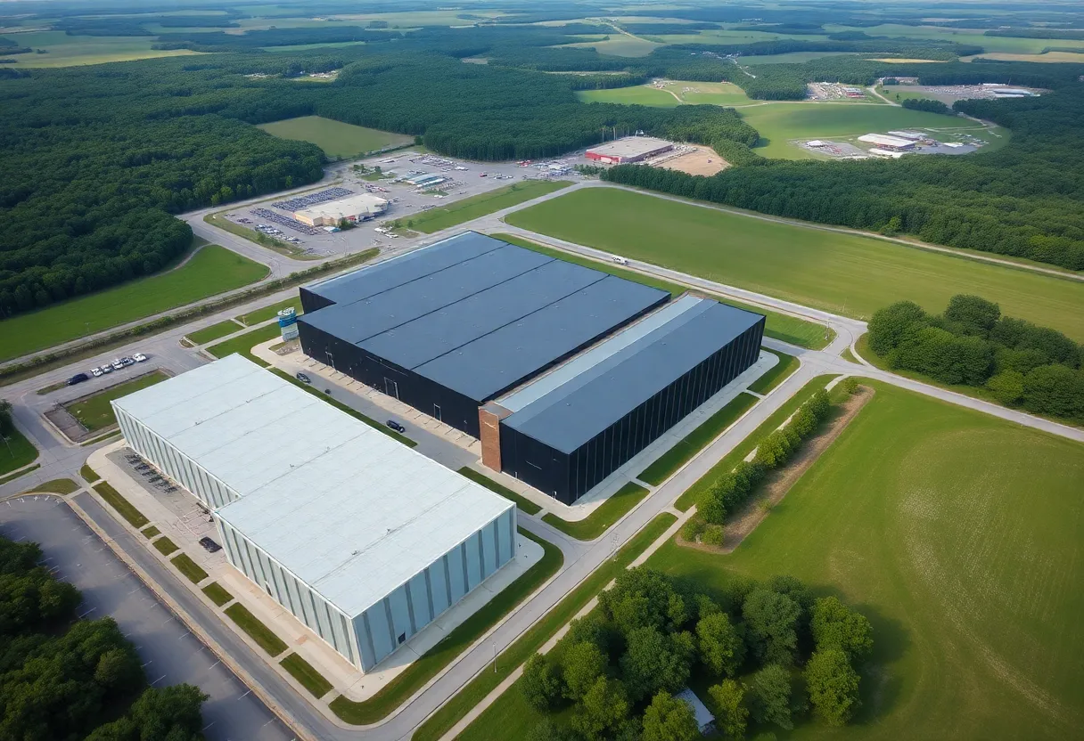 Aerial view of Amazon data center campus in Pennsylvania