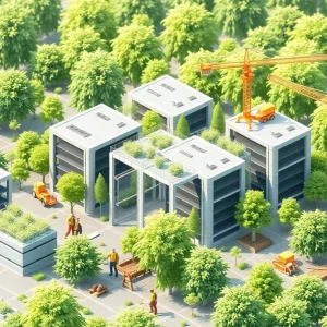 An illustration of Amazon data centers in Pennsylvania highlighting technology and construction activity.