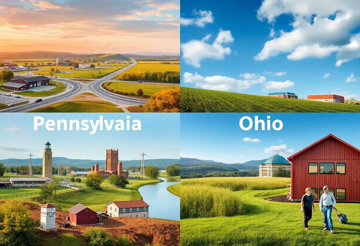 A view of business environments highlighting Pennsylvania and Ohio rankings.
