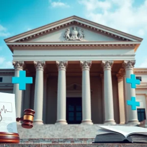 Exterior of a courthouse representing a legal case on healthcare fraud.