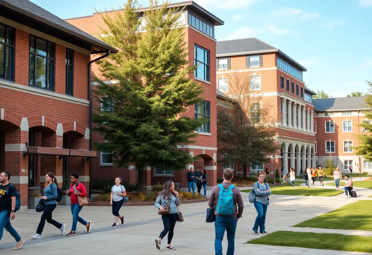 Campus of La Salle University with students