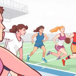Illustration of athletes representing diverse gender identities in sports.