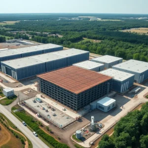 Construction site of a large data center in Pennsylvania