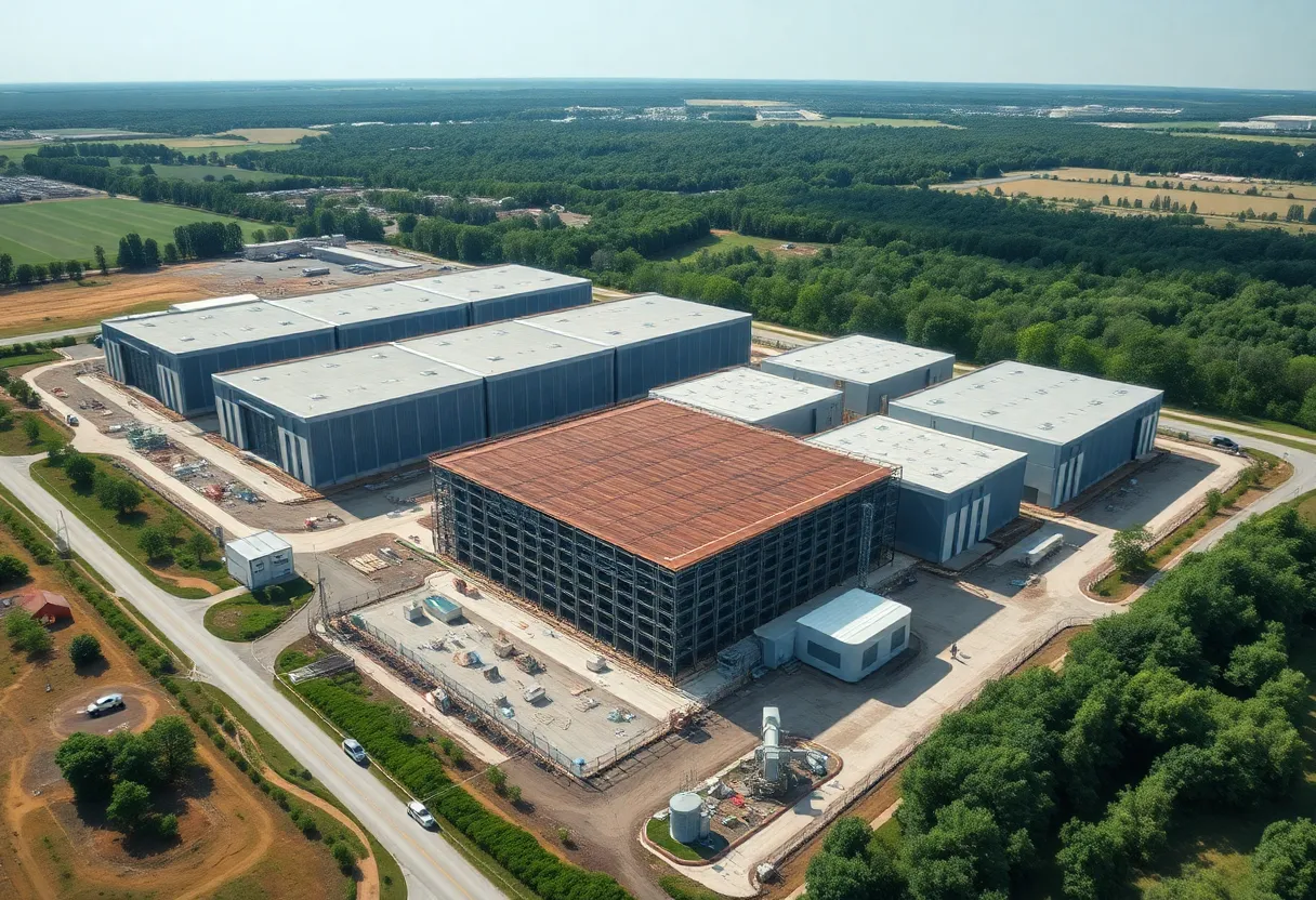 Construction site of a large data center in Pennsylvania