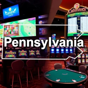 Diverse gaming experiences in Pennsylvania showcasing online gaming and traditional casino games.
