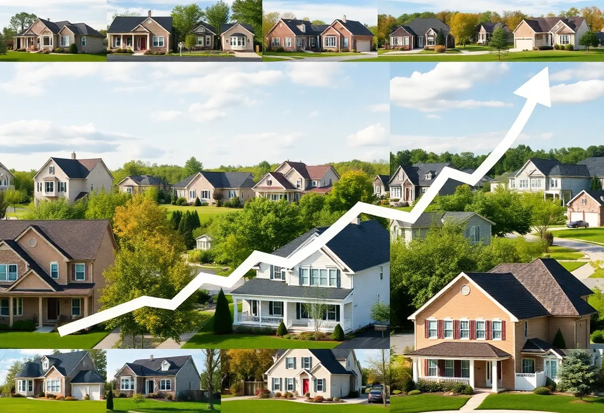 Collage of Pennsylvania homes with a graph showing increasing home equity