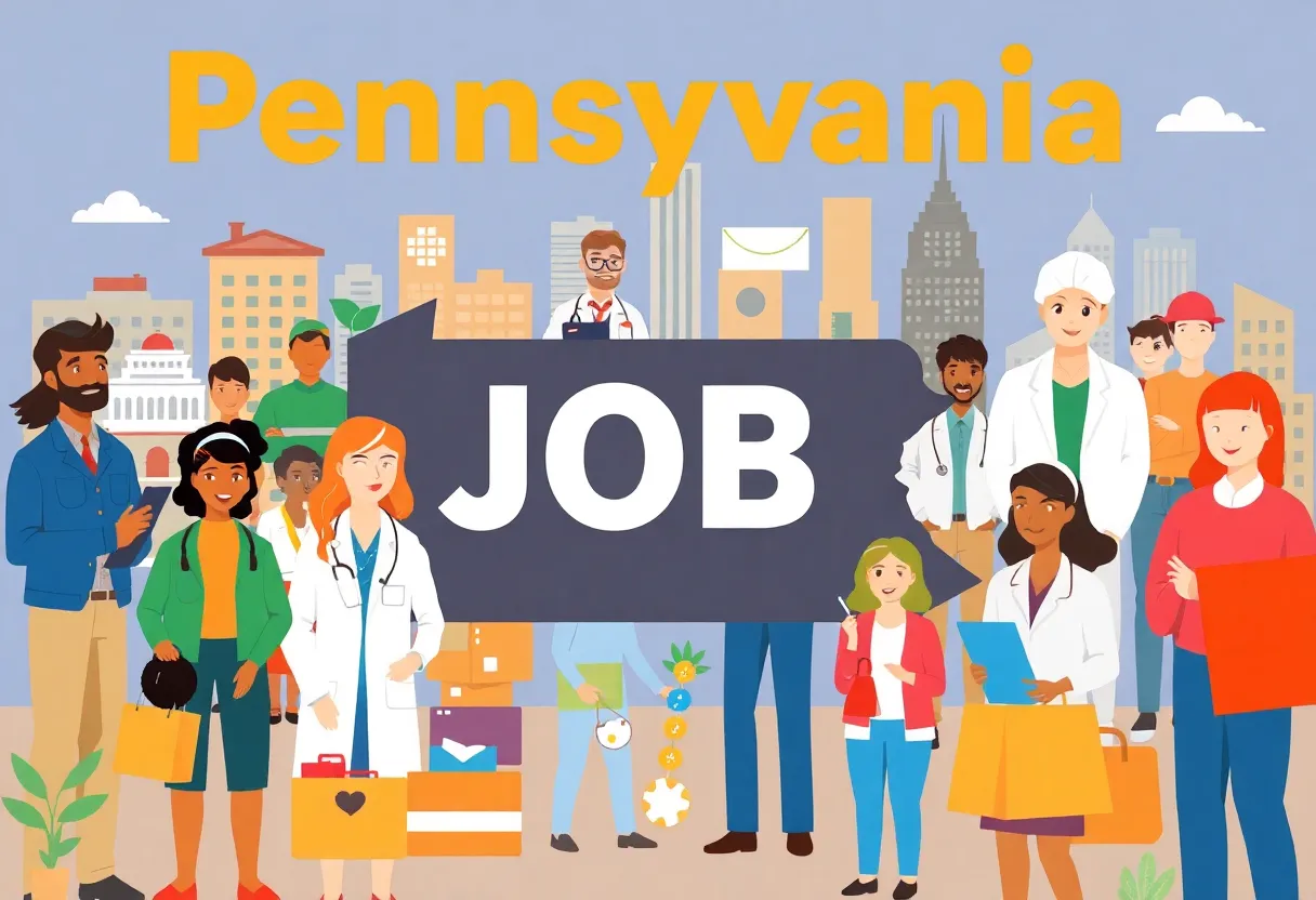 Diverse workers representing Pennsylvania's job market