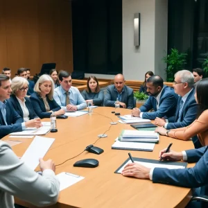 Participants of a legislative assembly discussing regulatory changes