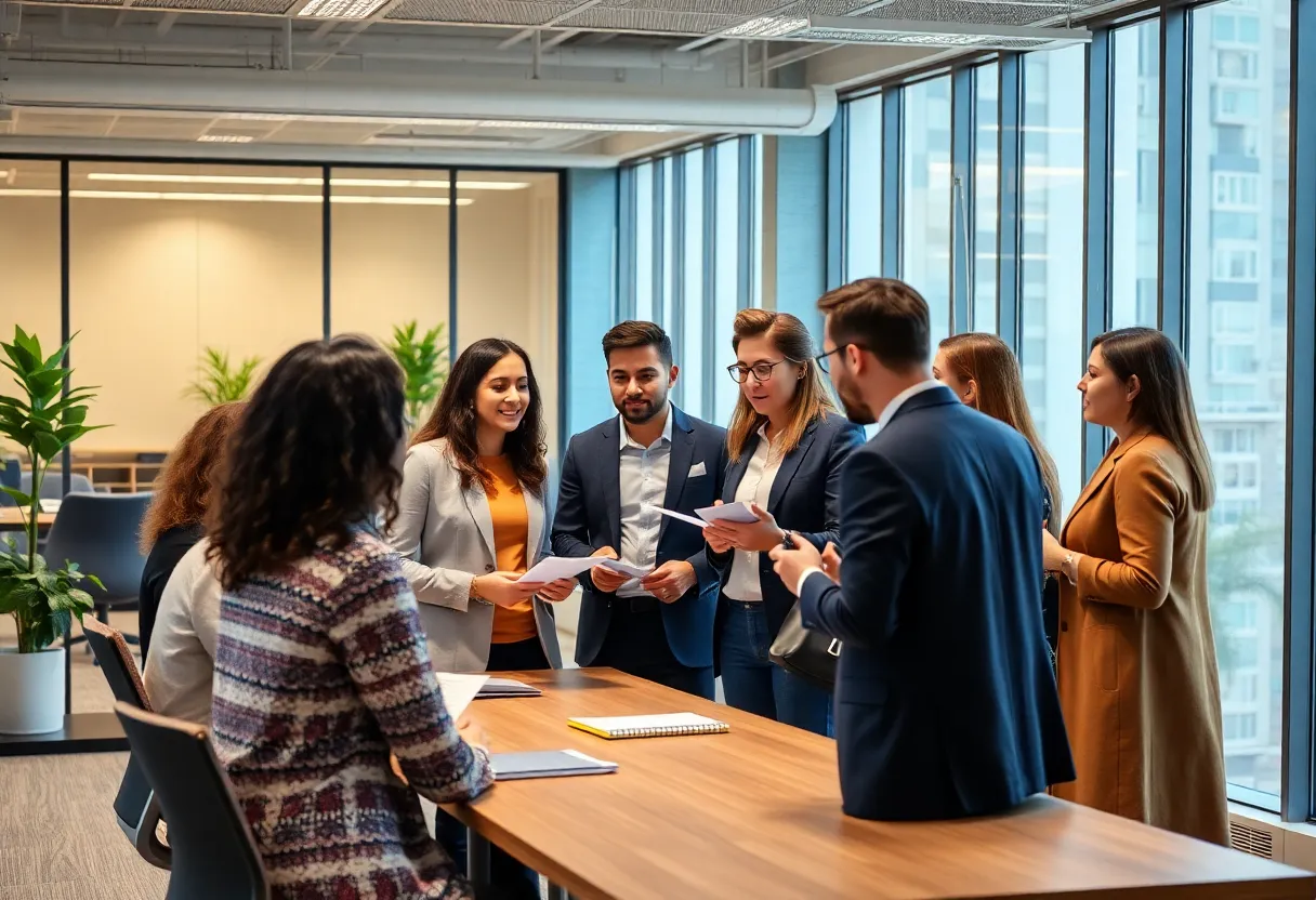 Diverse professionals collaborating in a modern office to enhance small business strategies.