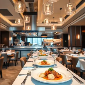 Interior of a fine dining hotel restaurant in Philadelphia