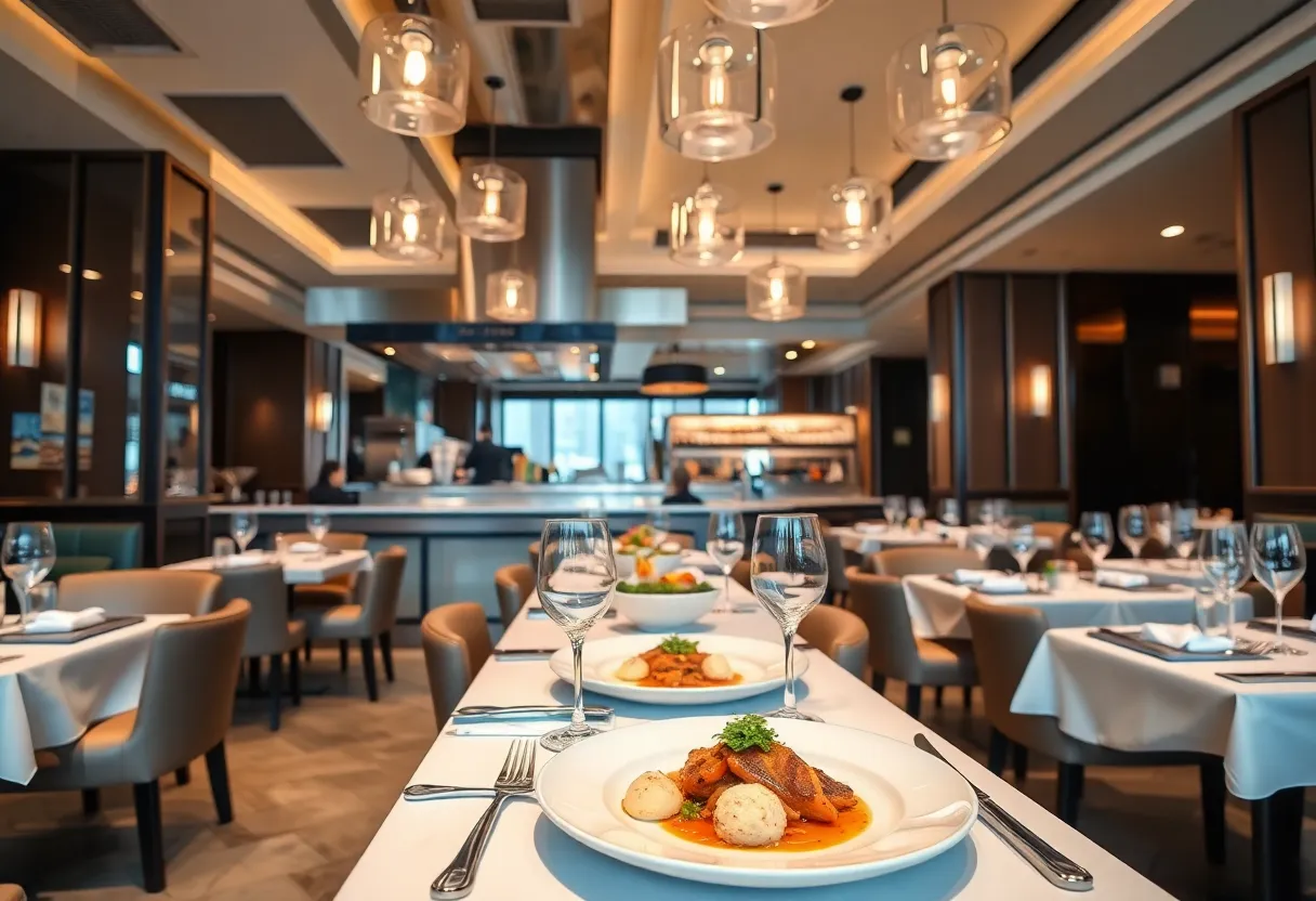 Interior of a fine dining hotel restaurant in Philadelphia