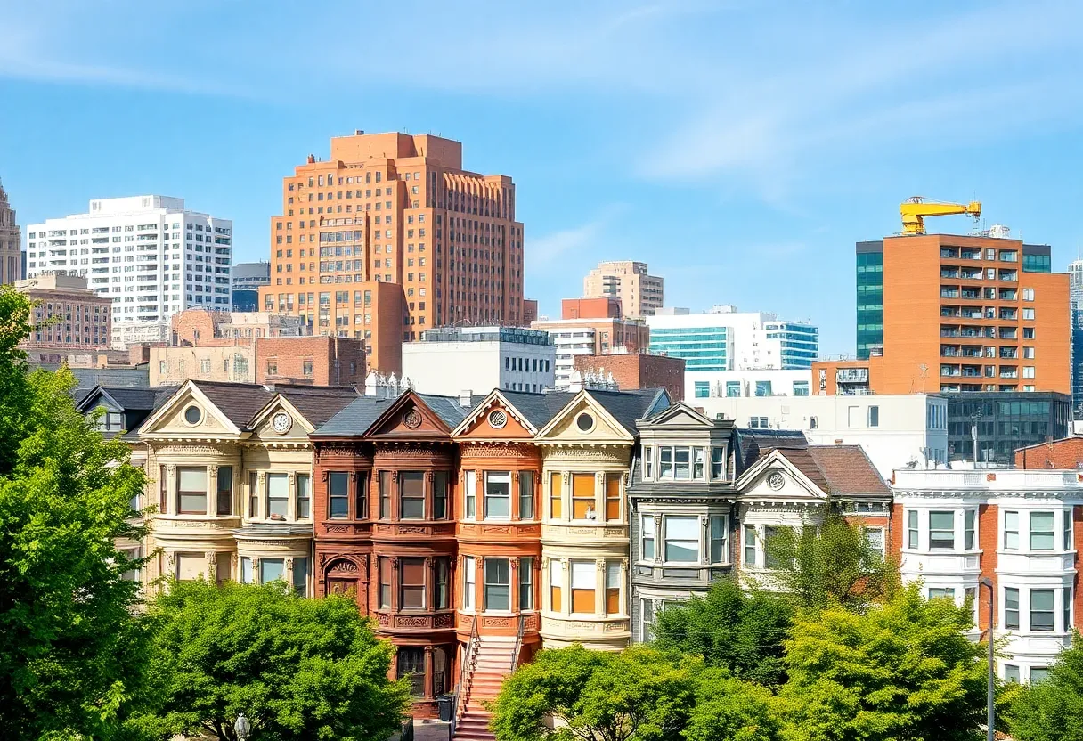 Philadelphia skyline with houses representing its real estate market
