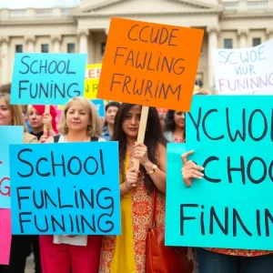 Teachers rallying for increased funding outside the state capitol