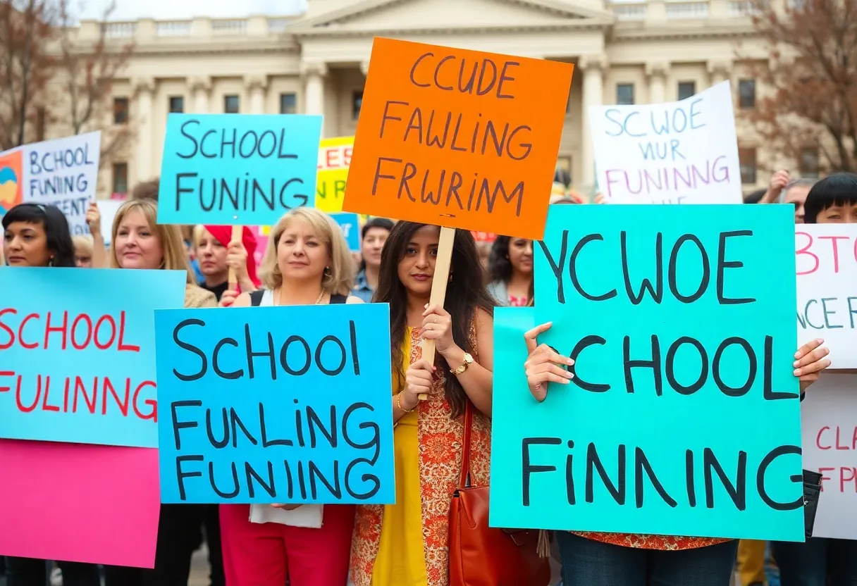 Teachers rallying for increased funding outside the state capitol