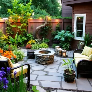 A charming Philadelphia backyard featuring native plants and durable outdoor furniture.