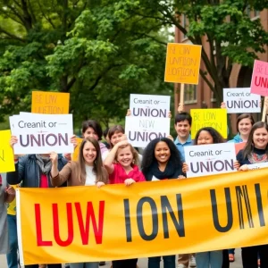 Postdoctoral scholars celebrating their unionization at the University of Pennsylvania.