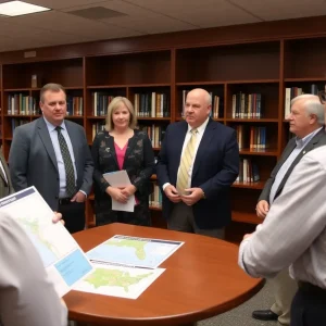 City leaders hold a meeting on hurricane preparedness at Bull Street Library.