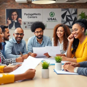 Entrepreneurs engaged in a small business development meeting