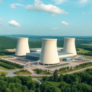 Nuclear power plant representing carbon-free energy generation.