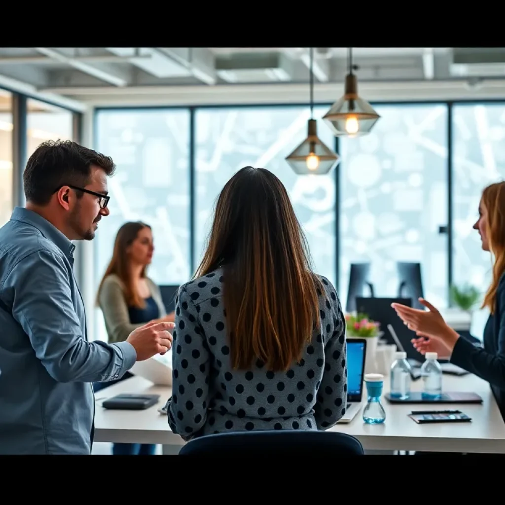 Employees collaborating in a modern biotech office at Verismo Therapeutics